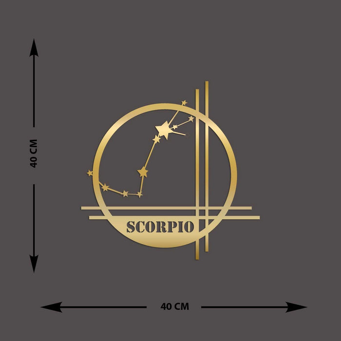 Decorazione in Metallo Oroscopo Scorpione 11, Oro, Metallo, 42x0,15x40 cm, EPIKASA