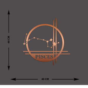 Decorazione in Metallo Oroscopo Pesci 10, Rame, Metallo, 40x0,15x40 cm cm, EPIKASA