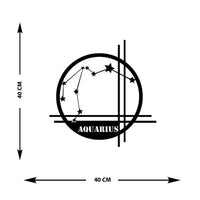 Decorazione in Metallo Oroscopo Acquario 9, Nero, Metallo, 40x0,15x40 cm cm, EPIKASA