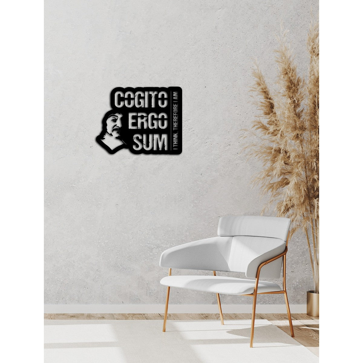 Decorazione in Metallo Cogito Ergo Sum 1, Nero, Metallo, 64x0,15x51 cm cm, EPIKASA