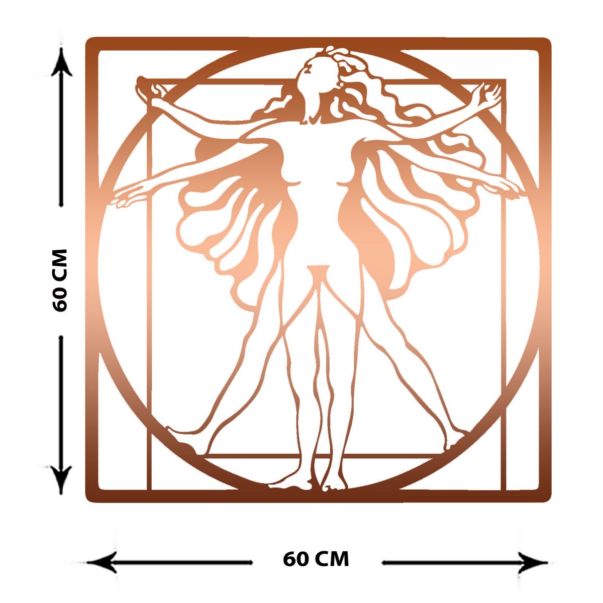 Decorazione in Metallo Donna Vitruviana 1, Rame, Metallo, 60x0,15x60 cm, EPIKASA