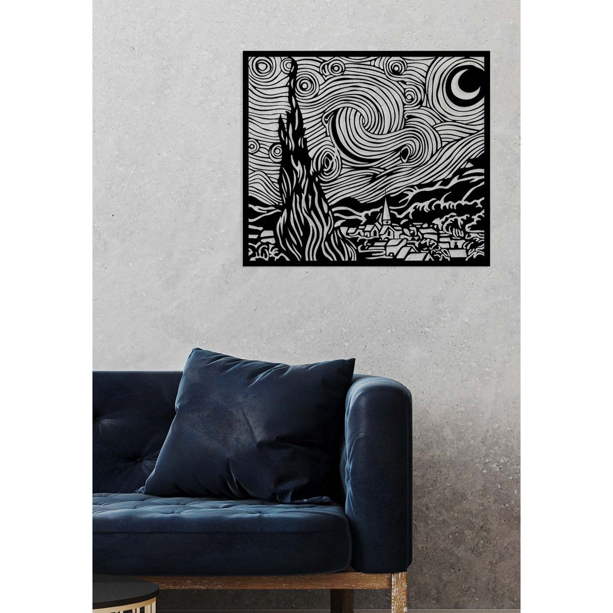 Decorazione in Metallo Notte Stellata, Nero, Metallo, 72x0,15x63 cm, EPIKASA