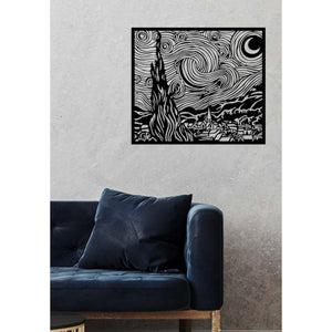 Decorazione in Metallo Notte Stellata, Nero, Metallo, 72x0,15x63 cm, EPIKASA