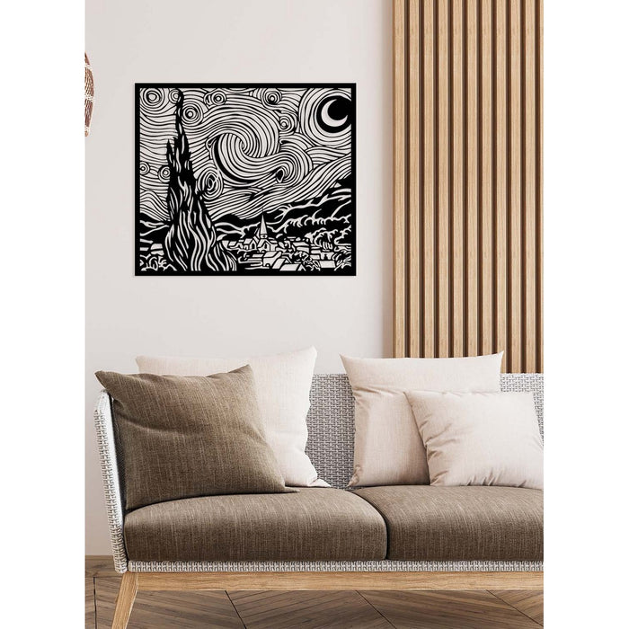 Decorazione in Metallo Notte Stellata, Nero, Metallo, 72x0,15x63 cm, EPIKASA