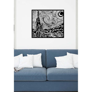 Decorazione in Metallo Notte Stellata, Nero, Metallo, 72x0,15x63 cm, EPIKASA