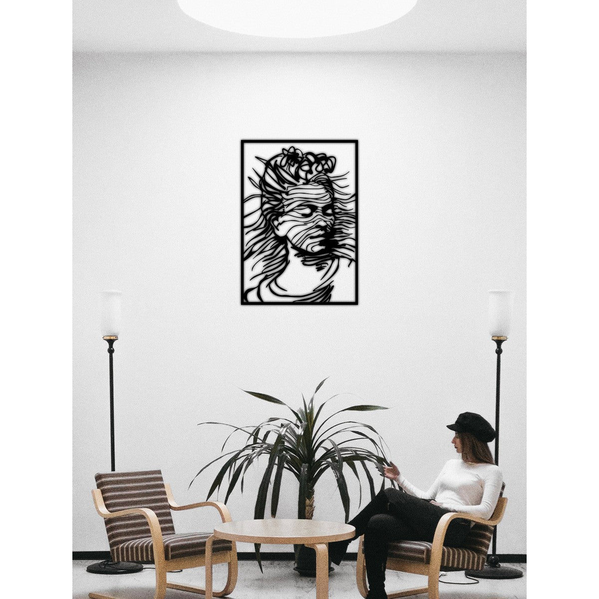 Decorazione in Metallo Frida 4, Nero, Metallo, 50x0,15x70 cm, EPIKASA