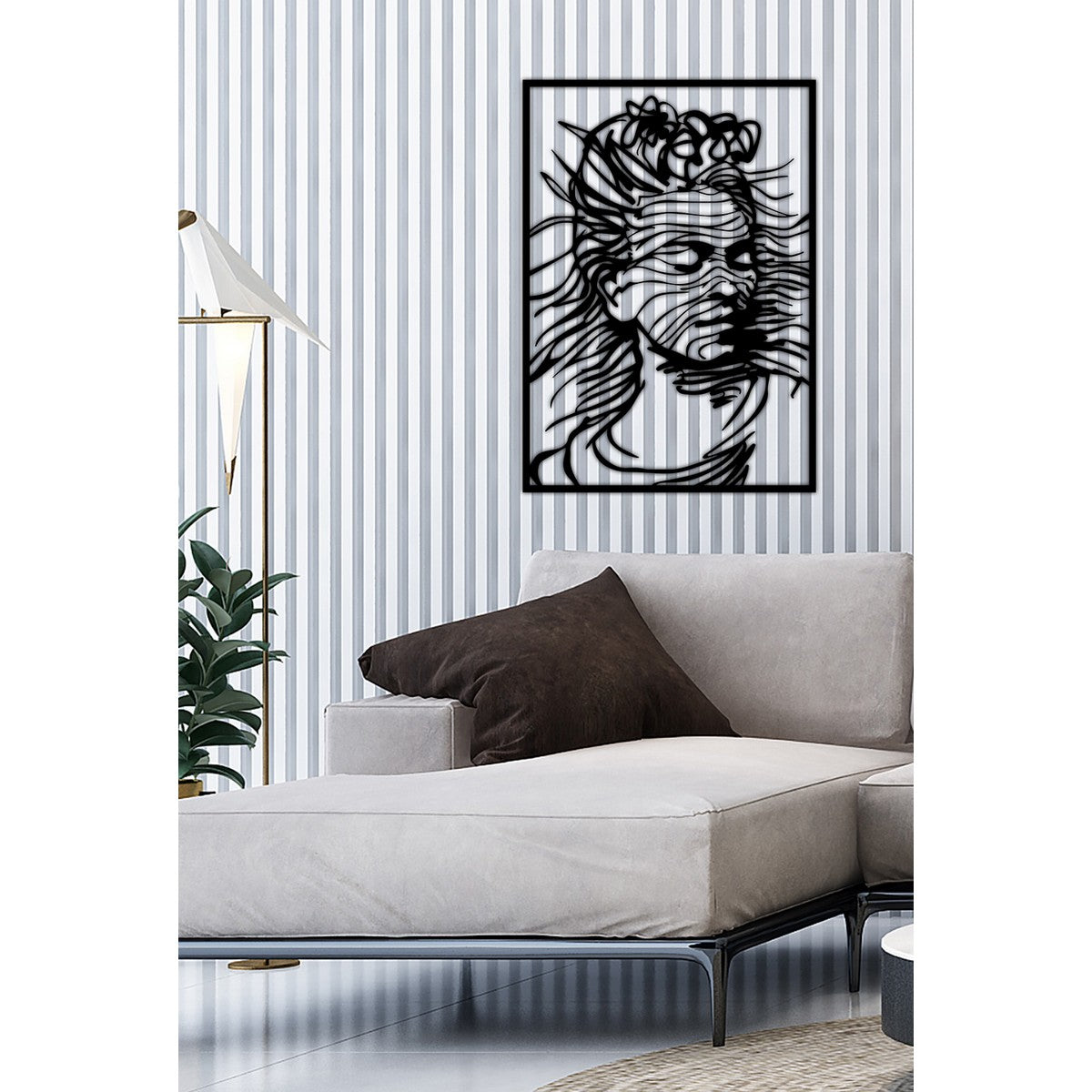 Decorazione in Metallo Frida 4, Nero, Metallo, 50x0,15x70 cm, EPIKASA