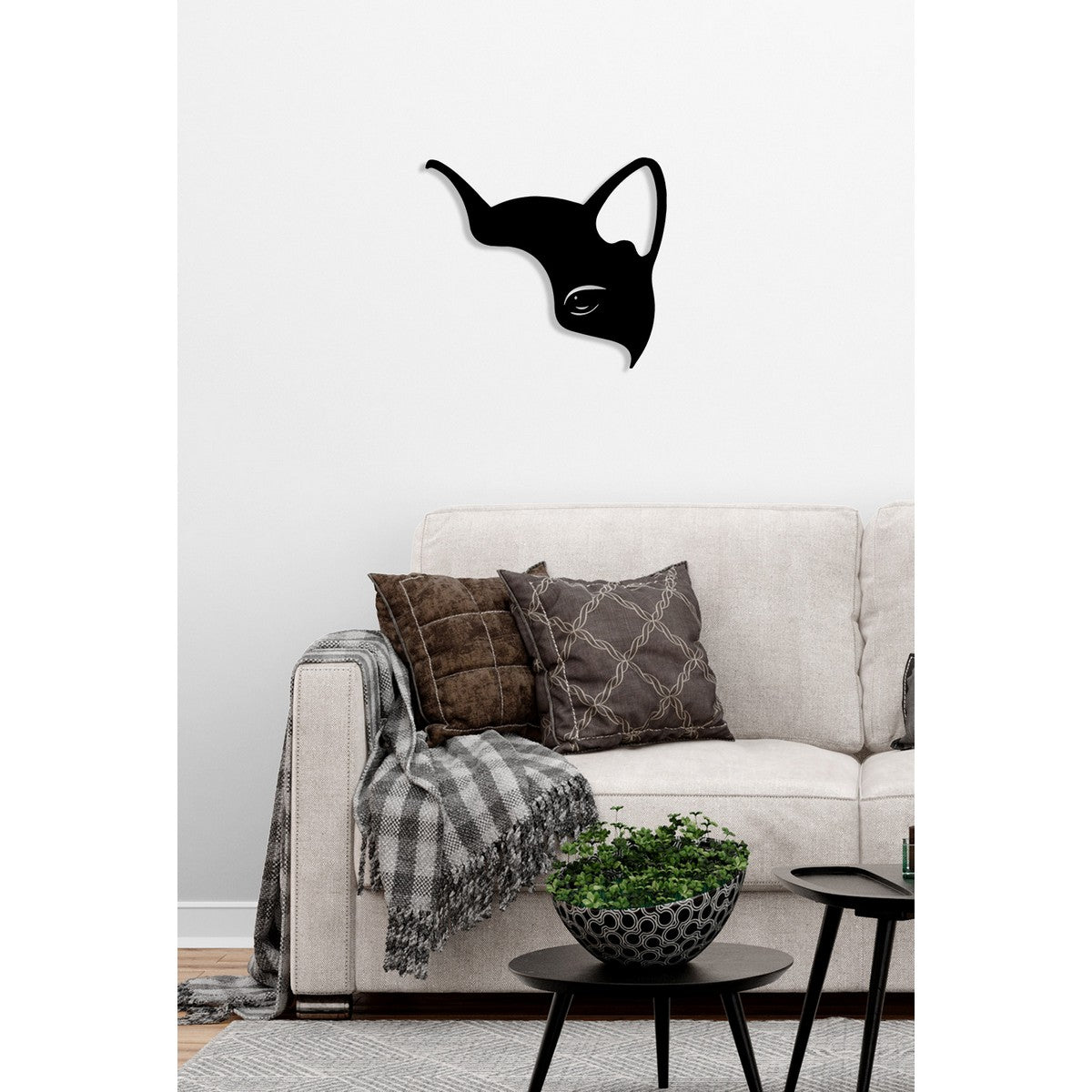 Decorazione in Metallo Gatto 39, Nero, Metallo, 46x0,15x40 cm, EPIKASA