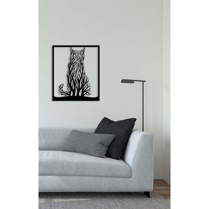 Decorazione in Metallo Gatto 47, Nero, Metallo, 51x0,15x60 cm, EPIKASA