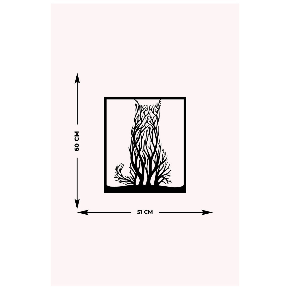 Decorazione in Metallo Gatto 47, Nero, Metallo, 51x0,15x60 cm, EPIKASA