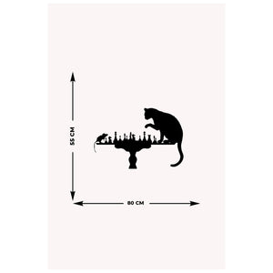 Decorazione in Metallo Gatto 67, Nero, Metallo, 81x0,15x55 cm, EPIKASA