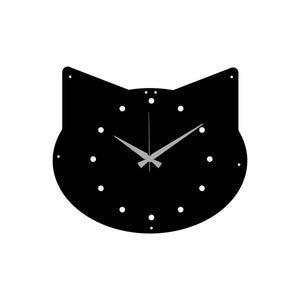 Orologio da Parete Gatto, Nero, Metallo, 52x0,15x44 cm, EPIKASA