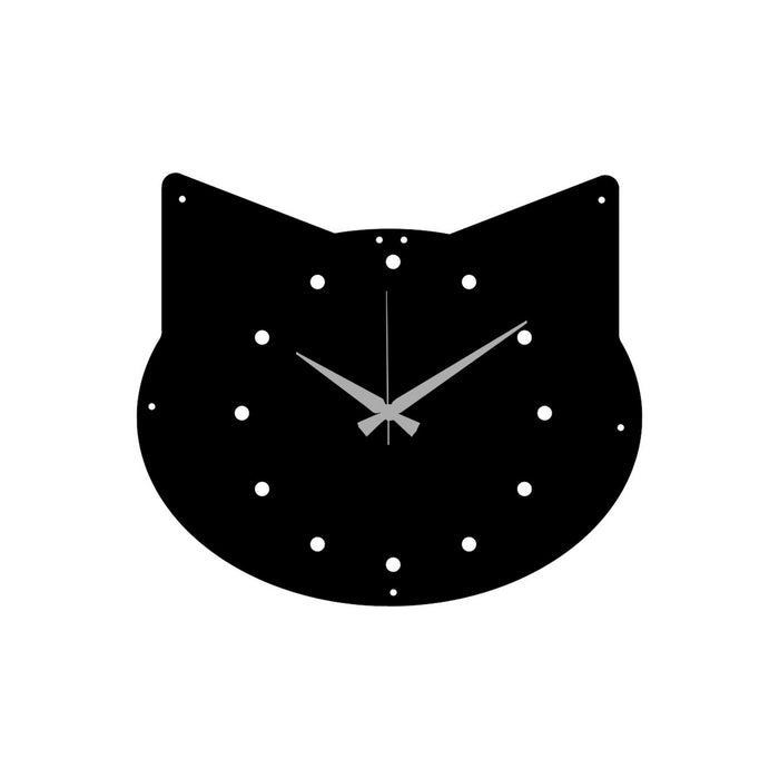 Orologio da Parete Gatto, Nero, Metallo, 52x0,15x44 cm, EPIKASA