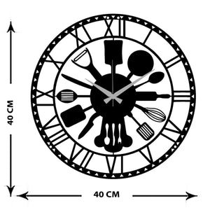 Orologio da Parete Cucina, Nero, Metallo, 40x0,15x40 cm cm, EPIKASA