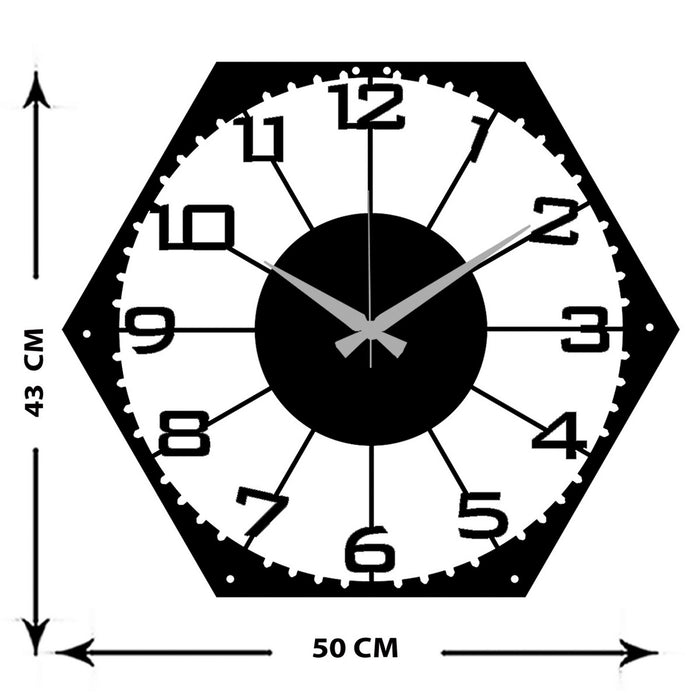 Orologio da Parete Geometrico 75, Nero, Metallo, 50x0,15x43 cm cm, EPIKASA