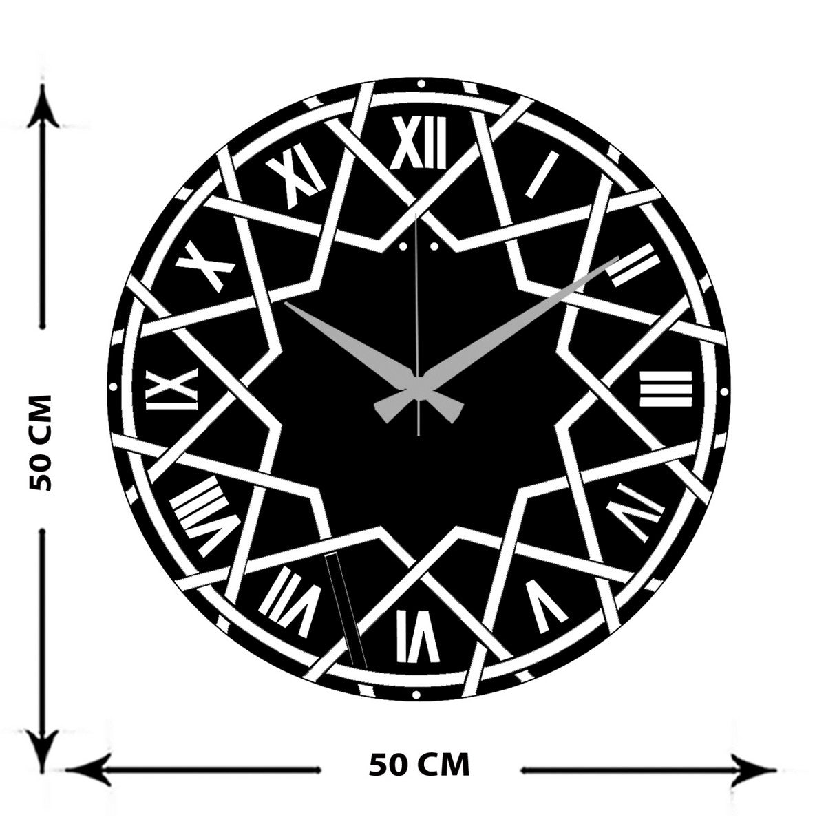 Orologio da Parete Geometrico 9, Nero, Metallo, 50x0,15x50 cm, EPIKASA