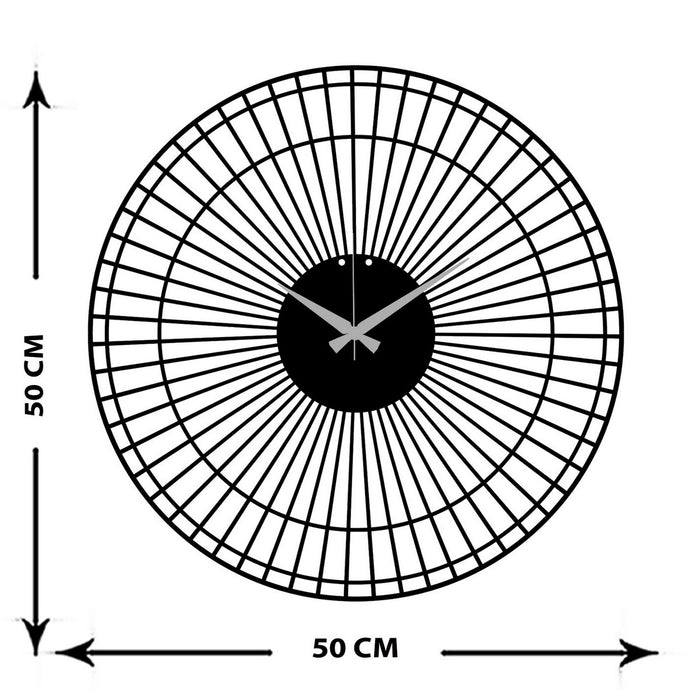 Orologio da Parete Geometrico 36, Nero, Metallo, 50x0,15x50 cm, EPIKASA