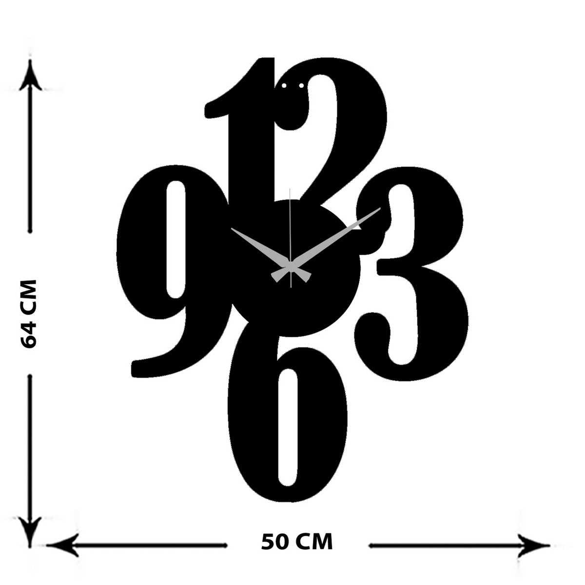 Orologio da Parete Numeri 15, Nero, Metallo, 51x0,15x64 cm, EPIKASA