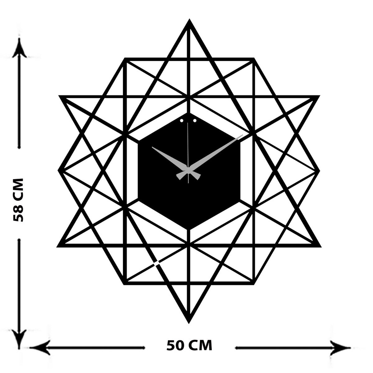 Orologio da Parete Geometrico 44, Nero, Metallo, 51x0,15x58 cm, EPIKASA