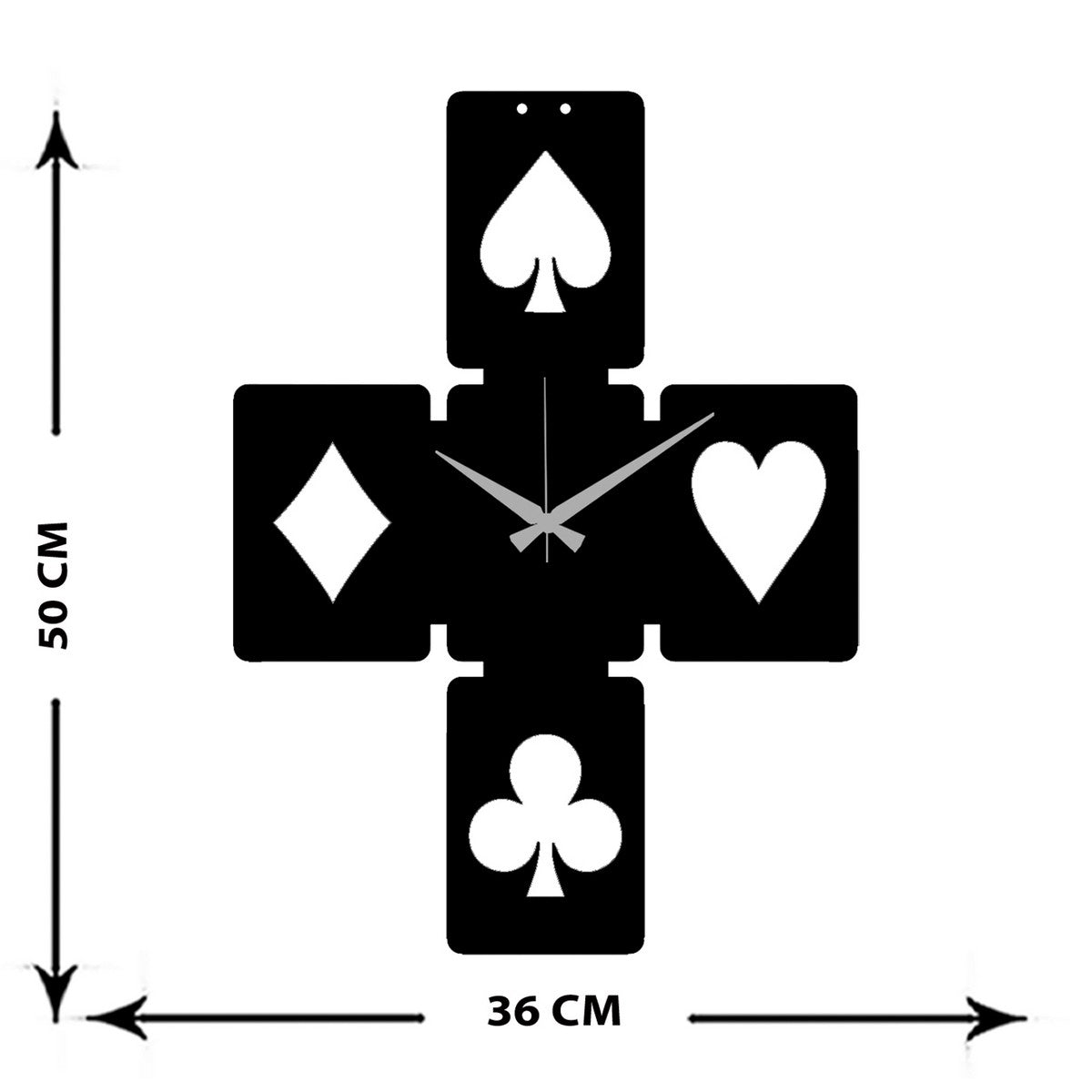 Orologio da Parete Carte Da Gioco, Nero, Metallo, 36x0,15x50 cm, EPIKASA