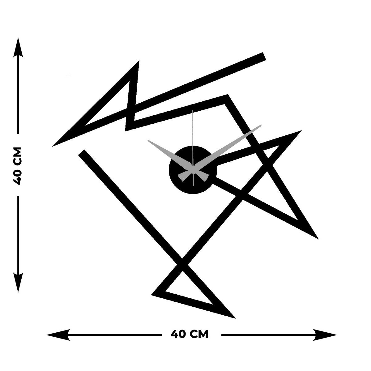 Orologio da Parete Geometrico 52, Nero, Metallo, 40x0,15x40 cm cm, EPIKASA