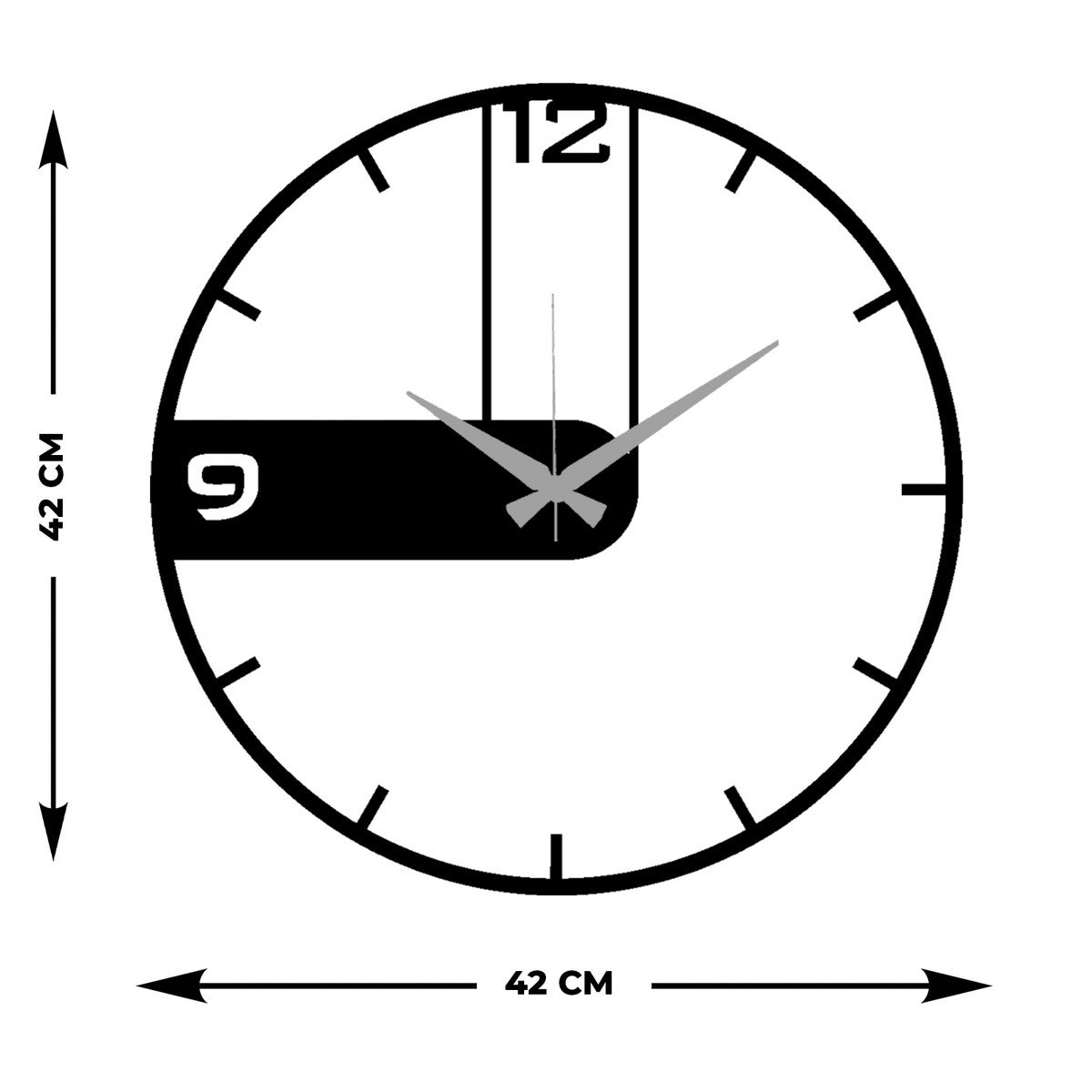 Orologio da Parete Essenziale 6, Nero, Metallo, 42x0,15x42 cm, EPIKASA