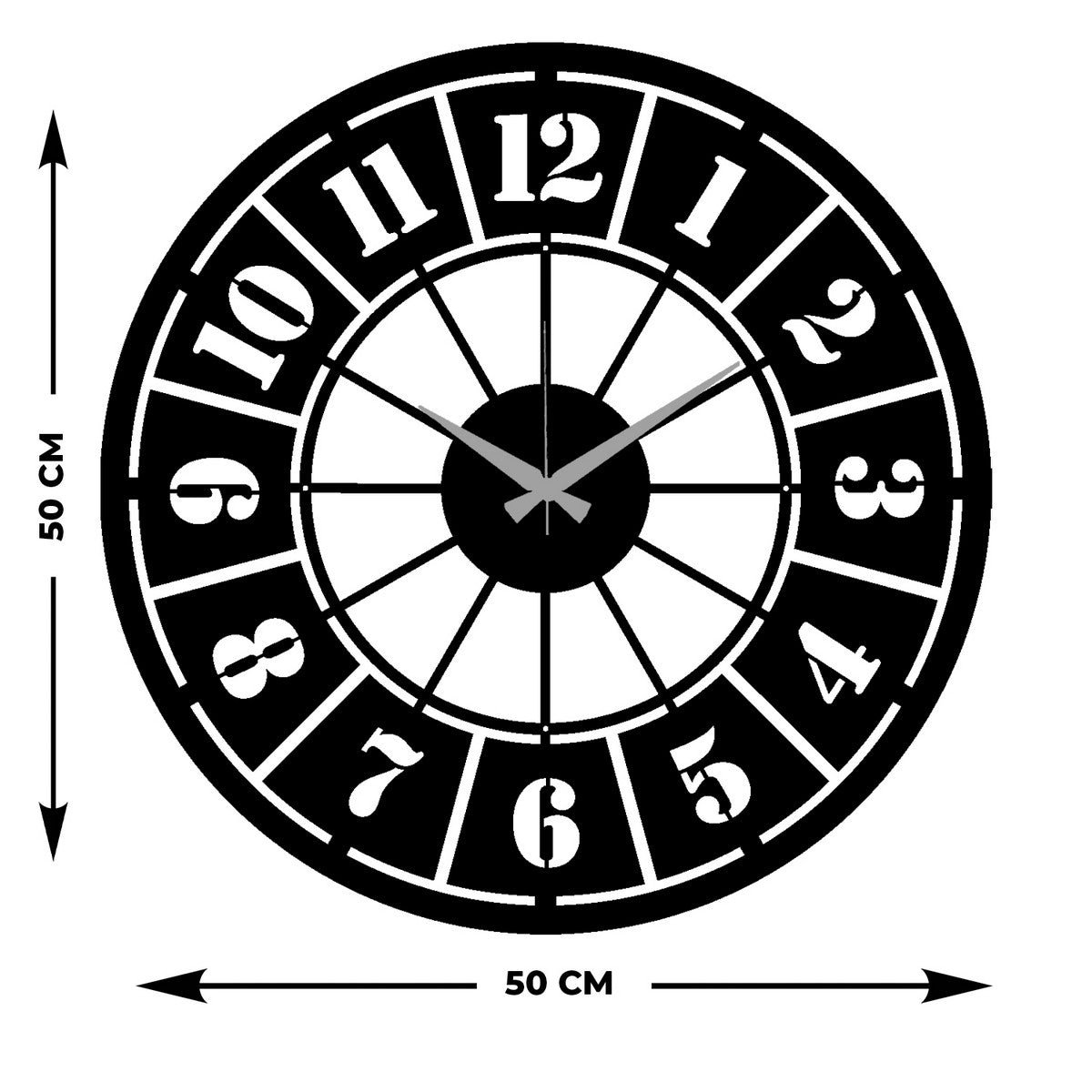 Orologio da Parete Roulette, Nero, Metallo, 50x0,15x50 cm, EPIKASA