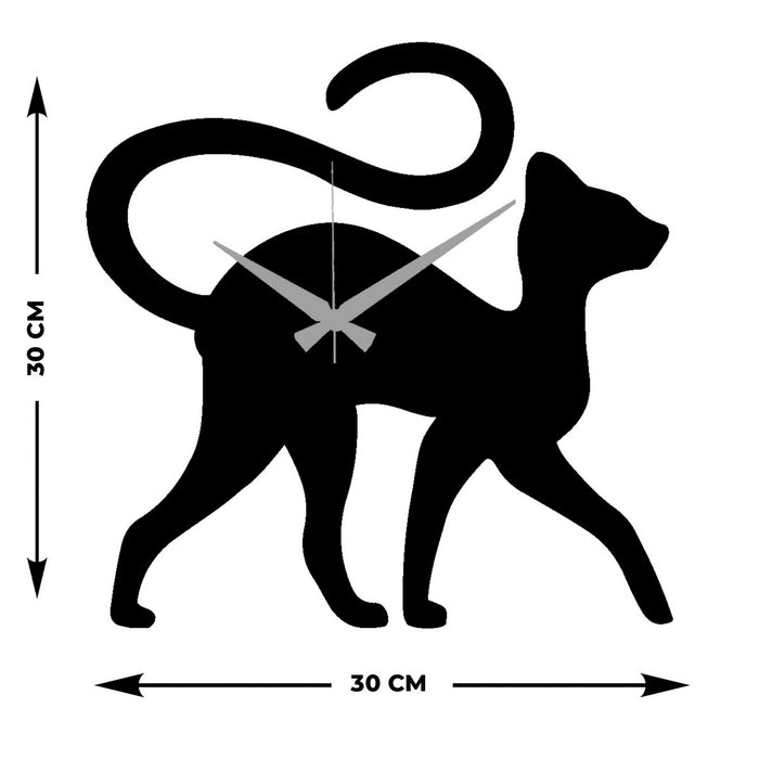 Orologio da Parete Gatto 4, Nero, Metallo, 30x0,15x30 cm, EPIKASA