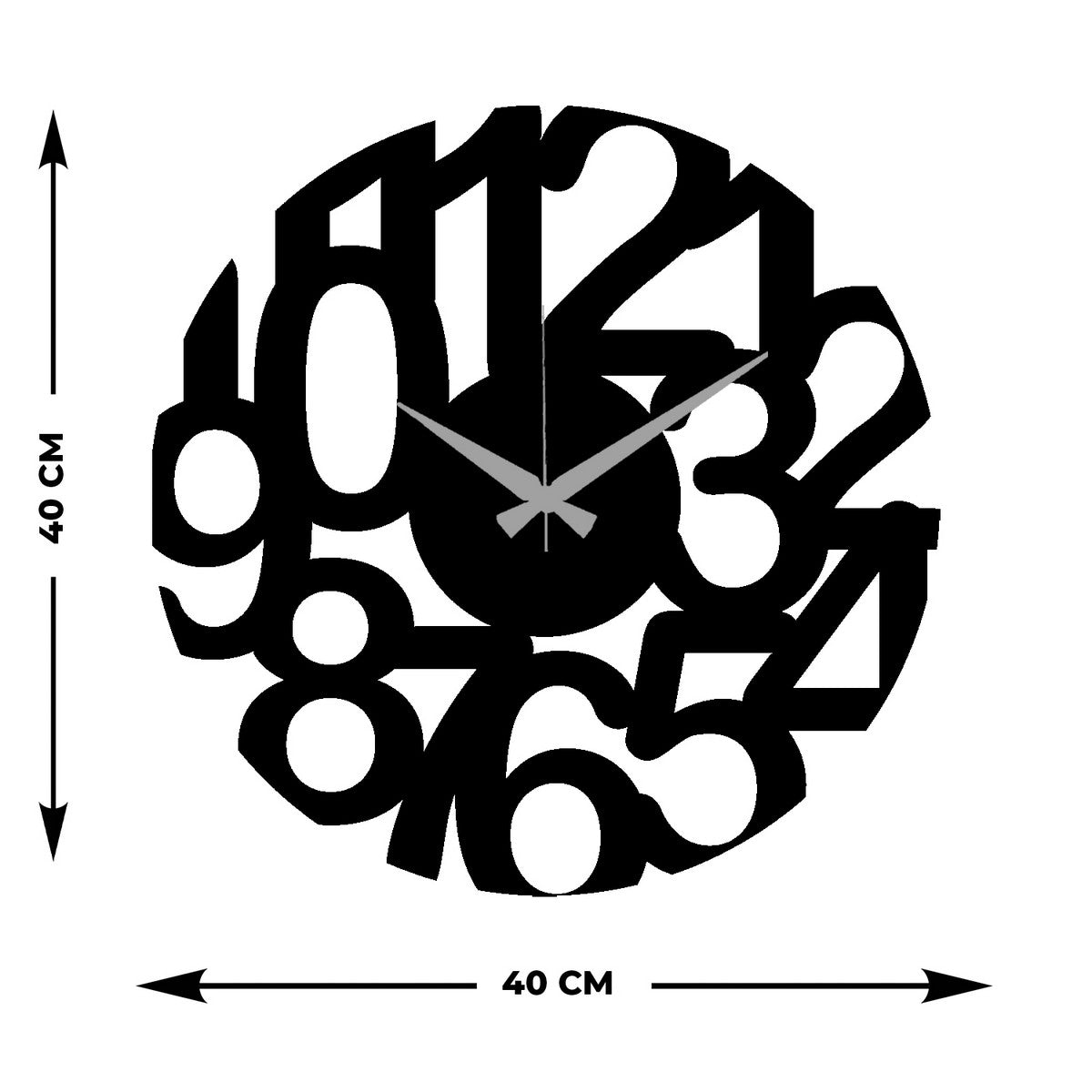 Orologio da Parete Numeri 32, Nero, Metallo, 40x0,15x40 cm cm, EPIKASA