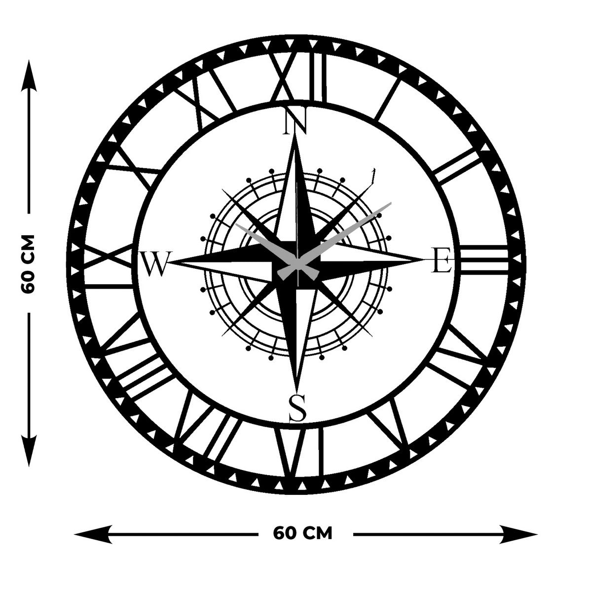 Orologio da Parete Numeri 34, Nero, Metallo, 60x0,15x60 cm, EPIKASA