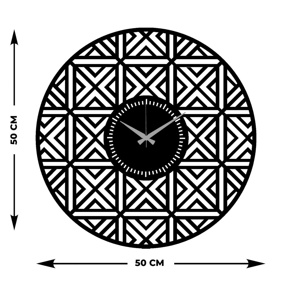 Orologio da Parete Geometrico 60, Nero, Metallo, 50x0,15x50 cm, EPIKASA