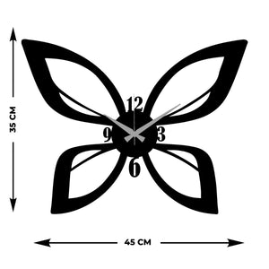 Orologio da Parete Farfalla, Nero, Metallo, 45x0,15x35 cm, EPIKASA