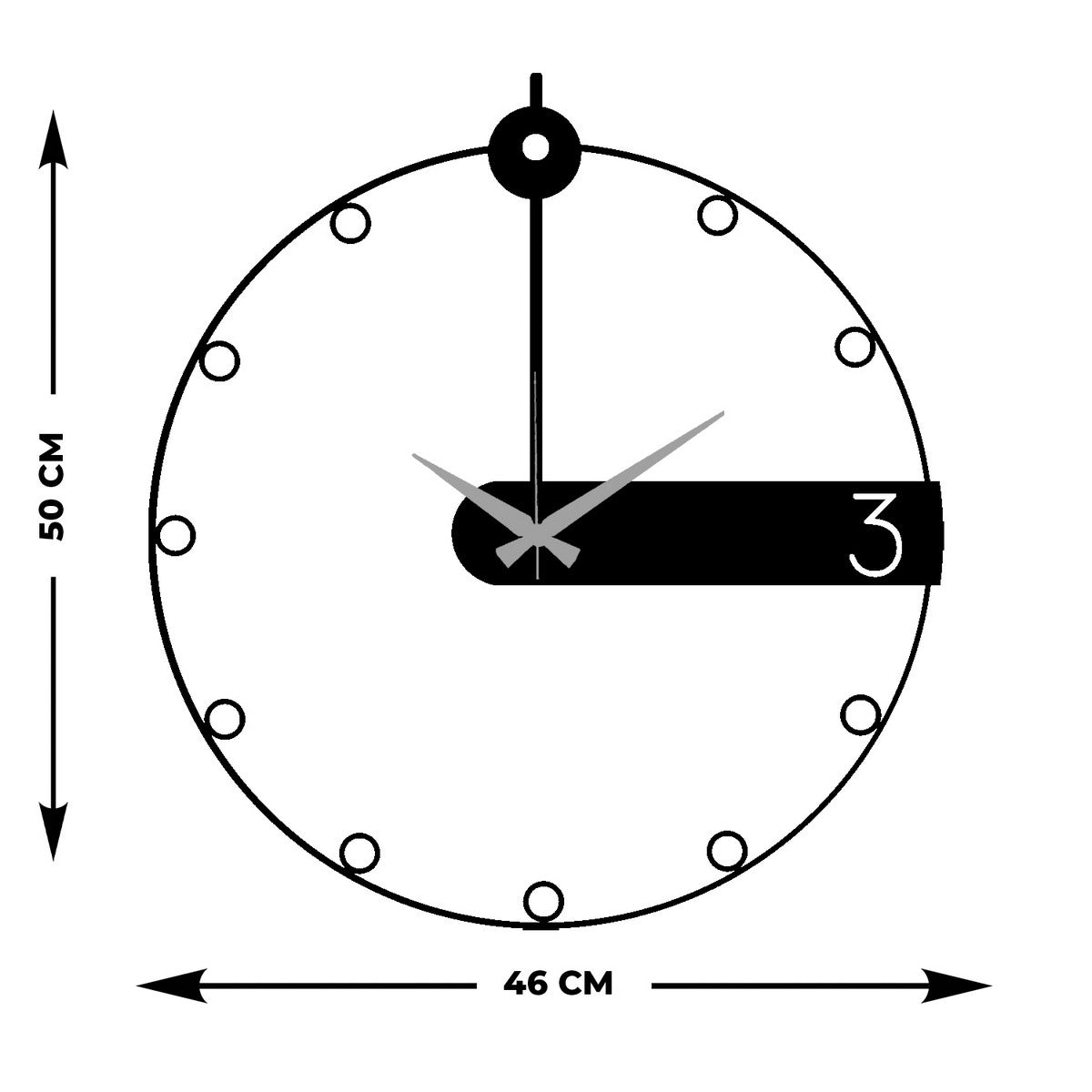 Orologio da Parete Essenziale 9, Nero, Metallo, 46x0,15x50 cm, EPIKASA