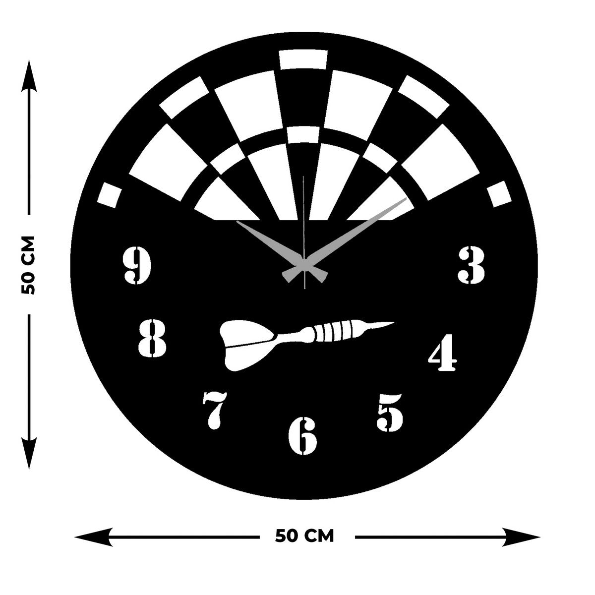 Orologio da Parete Freccette, Nero, Metallo, 50x0,15x50 cm, EPIKASA