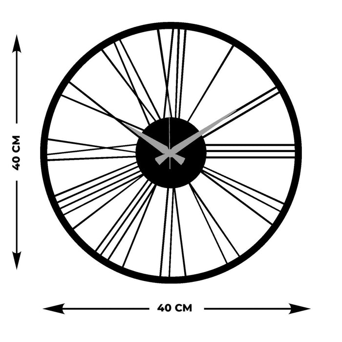 Orologio da Parete Numeri Romani 1, Nero, Metallo, 40x0,15x40 cm cm, EPIKASA