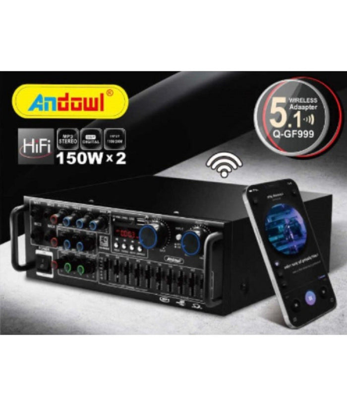 Amplificatore Q-gf999 Professionale Audio 2x150w Karaoke Fm Bluetooth 5.1 Mp3 Usb         