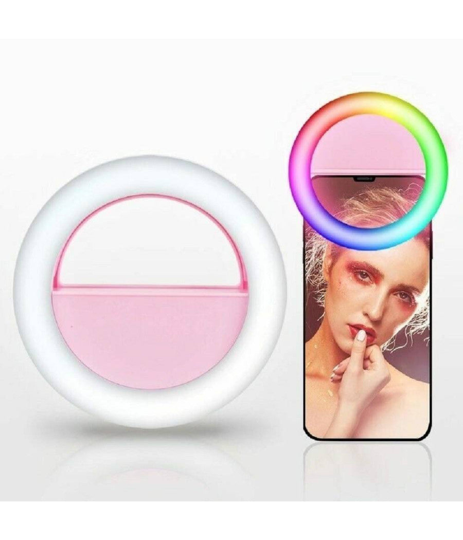 Anello Luminoso A Led Per Selfie Rgb Multicolore Light Ring Ricaricabile         