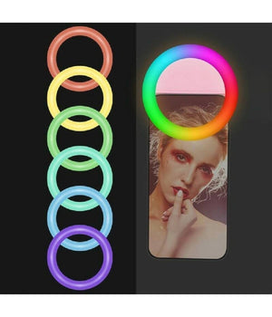 Anello Luminoso A Led Per Selfie Rgb Multicolore Light Ring Ricaricabile         