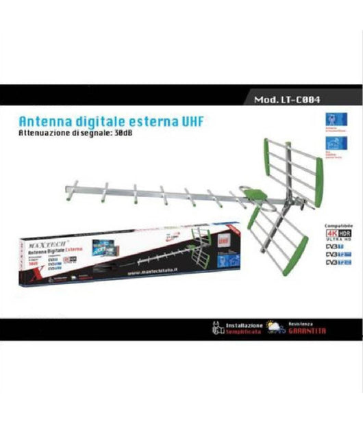 Antenna Digitale Esterno Tv Uhf 30db Televisore Digitale Terrestre Maxtech Lt-c004         