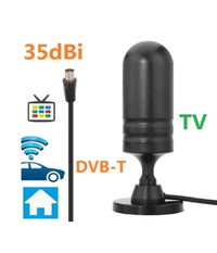 Antenna Tv Terrestre Dvb-t Interno Esterno Amplificata 36 Dbi Per Auto Camper         