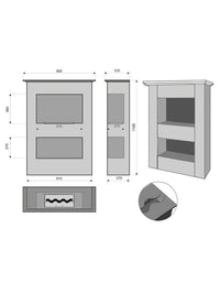 Biocamino freestanding da pavimento caminetto a bioetanolo Mod. ANTIK STONE PORTAL