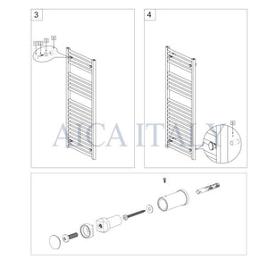 Termoarredo Bagno in Acciaio al Carbonio Calorifero Riscaldamento ad Acqua Antracite 1200x450 mm