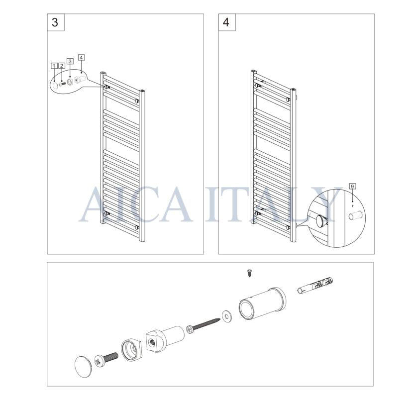 Scaldasalviette Termoarredo Bagno in Acciaio al Carbonio 1800x600mm Radiatore Termoarredo Idraulico Antracitico