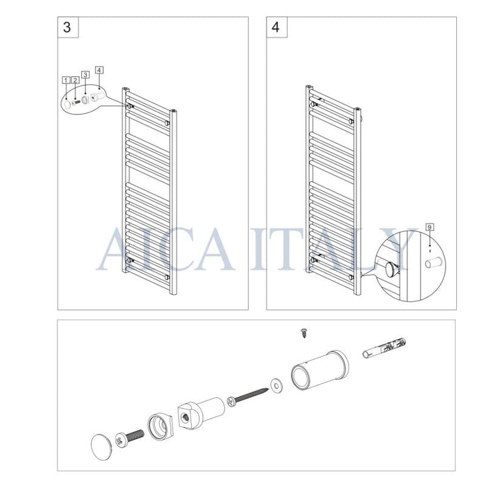 Scaldasalviette Termoarredo Bagno in Acciaio al Carbonio 1200x550mm Radiatore Termoarredo Idraulico Bianco