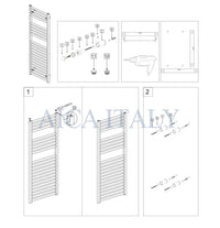 Termoarredo Bagno in Acciaio al Carbonio Calorifero Riscaldamento ad Acqua Bianco 1200x500 mm