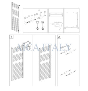 Radiatore termoarredo scaldasalviette da bagno bianco 1200x600mm interasse 55