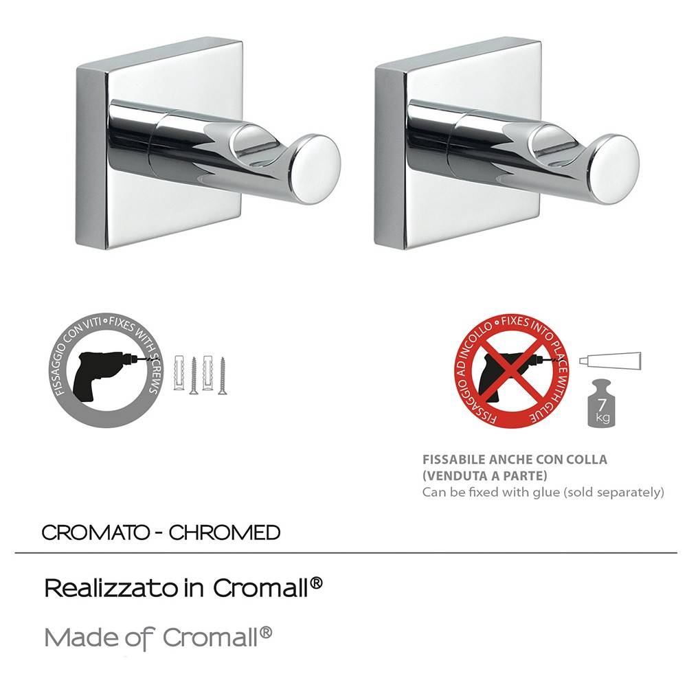 Appendiabiti a muro GEDY linea Fuji set 2 ganci Cromato - Grohe