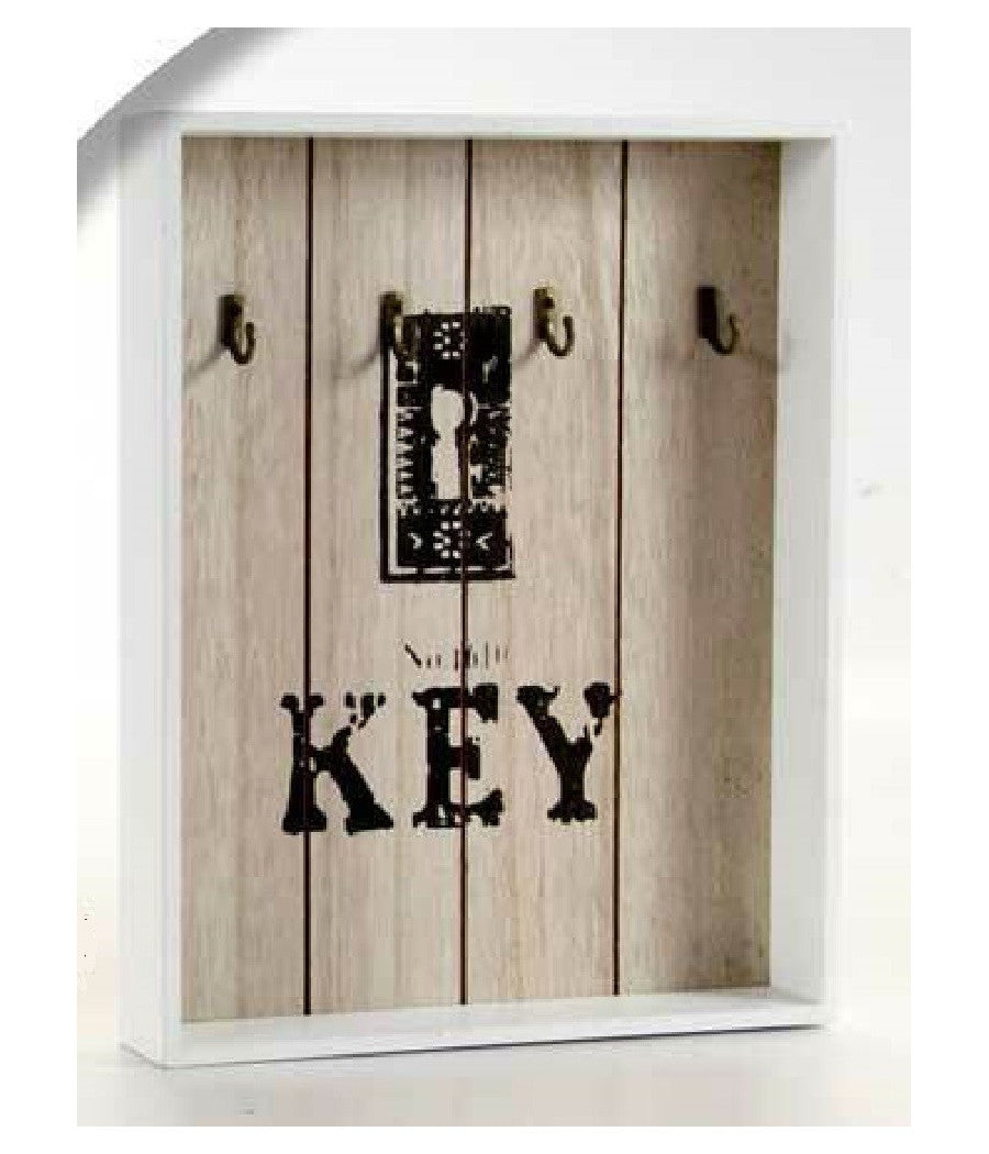 Appendino Porta Chiavi Parete Key Con Ganci In Legno 24x4x30cm Decori Ass 762338         