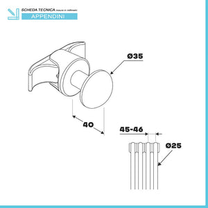 Set appendini in ABS bianco serie smart per termosifone tubolare