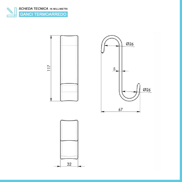 Appendino singolo per termoarredo bianco Gedy serie Merlino in resina